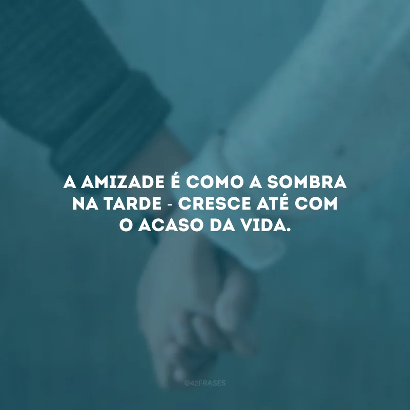 A amizade é como a sombra na tarde - cresce até com o acaso da vida.