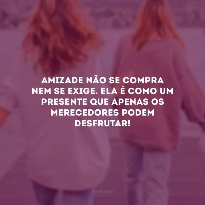 Amizade não se compra nem se exige. Ela é como um presente que apenas os merecedores podem desfrutar!