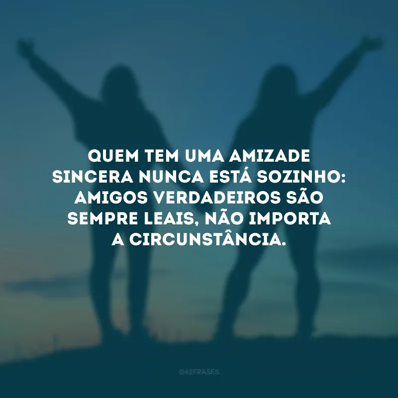 Quem tem uma amizade sincera nunca está sozinho: amigos verdadeiros são sempre leais, não importa a circunstância.