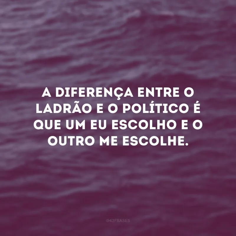 A diferença entre o ladrão e o político é que um eu escolho e o outro me escolhe.