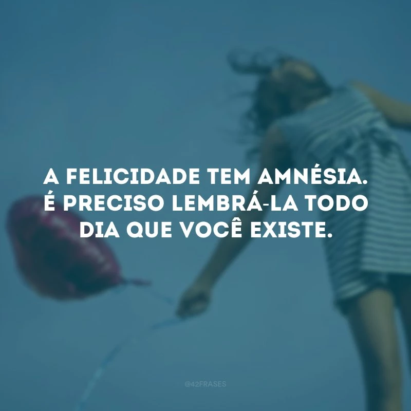 A felicidade tem amnésia. É preciso lembrá-la todo dia que você existe.