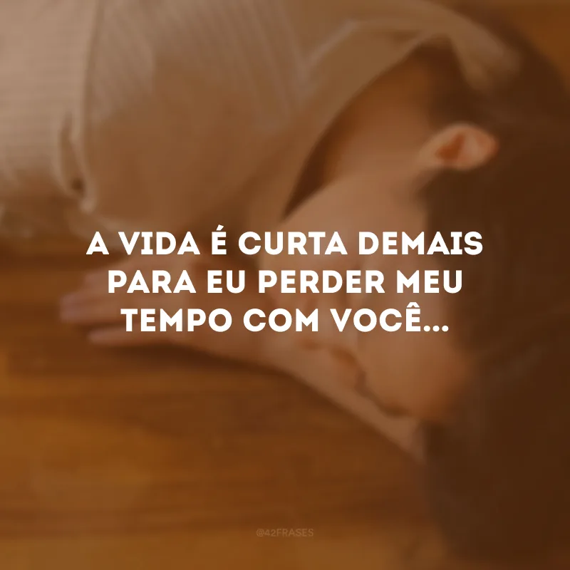A vida é curta demais para eu perder meu tempo com você...