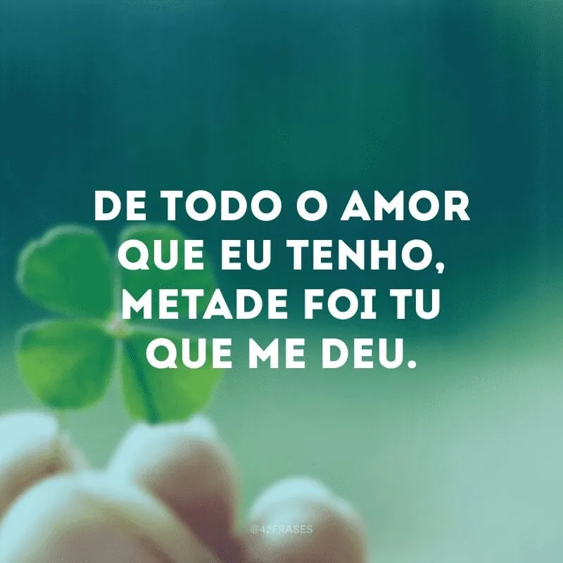 De todo o amor que eu tenho, metade foi tu que me deu.