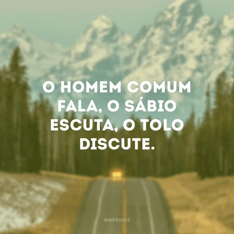 O homem comum fala, o sábio escuta, o tolo discute.