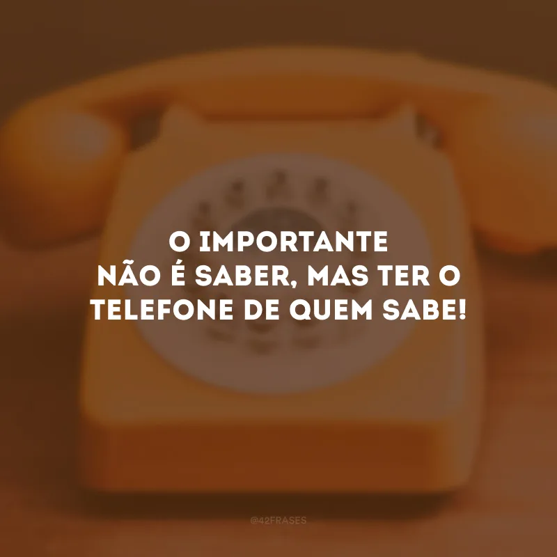 O importante não é saber, mas ter o telefone de quem sabe!