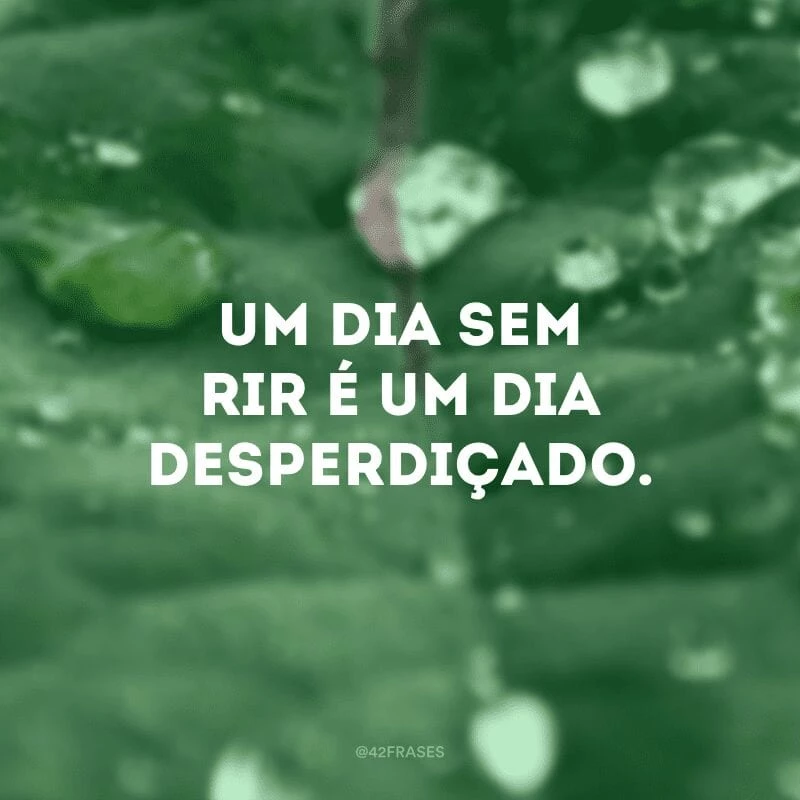 Um dia sem rir é um dia desperdiçado.