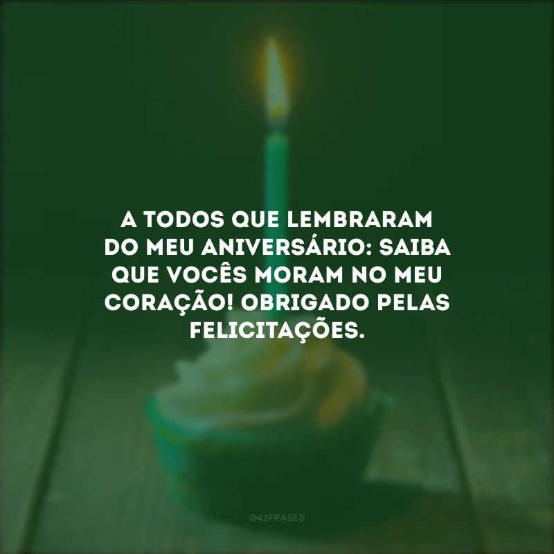 A todos que lembraram do meu aniversário: saiba que vocês moram no meu coração! Obrigado pelas felicitações.