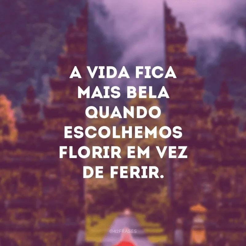 A vida fica mais bela quando escolhemos florir em vez de ferir.