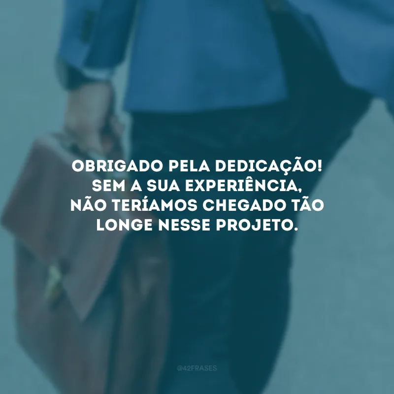 Obrigado pela dedicação! Sem a sua experiência, não teríamos chegado tão longe nesse projeto.
