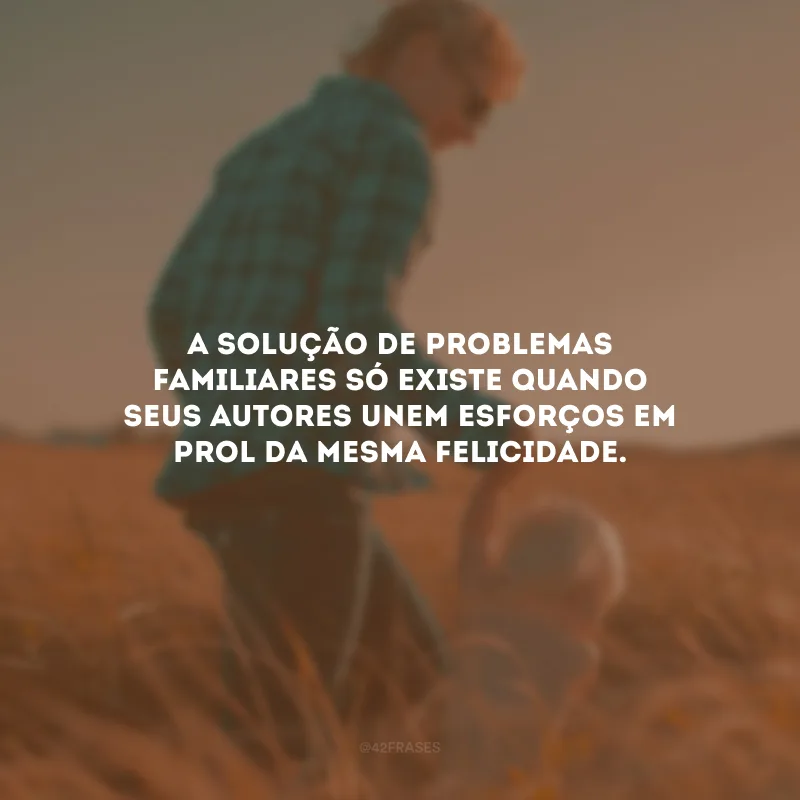 A solução de problemas familiares só existe quando seus autores unem esforços em prol da mesma felicidade.