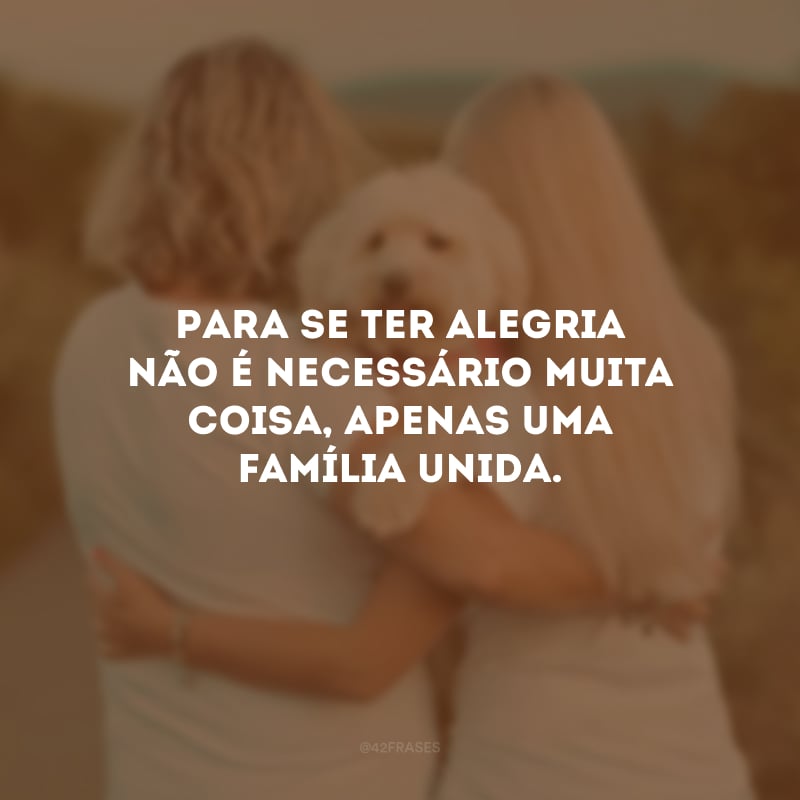 Para se ter alegria não é necessário muita coisa, apenas uma família unida.