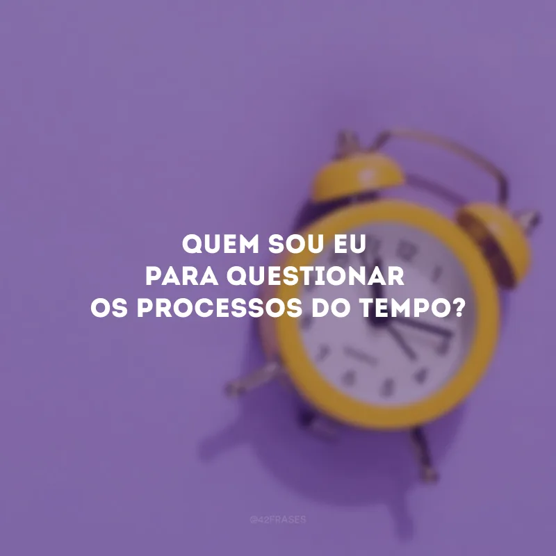 Quem sou eu para questionar os processos do tempo?