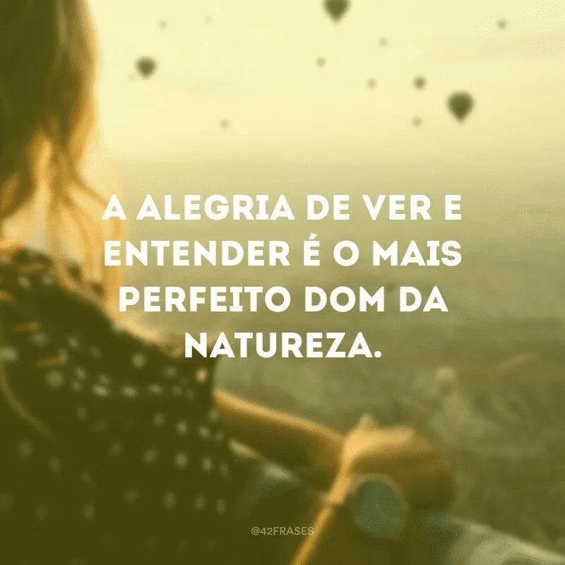 A alegria de ver e entender é o mais perfeito dom da natureza.