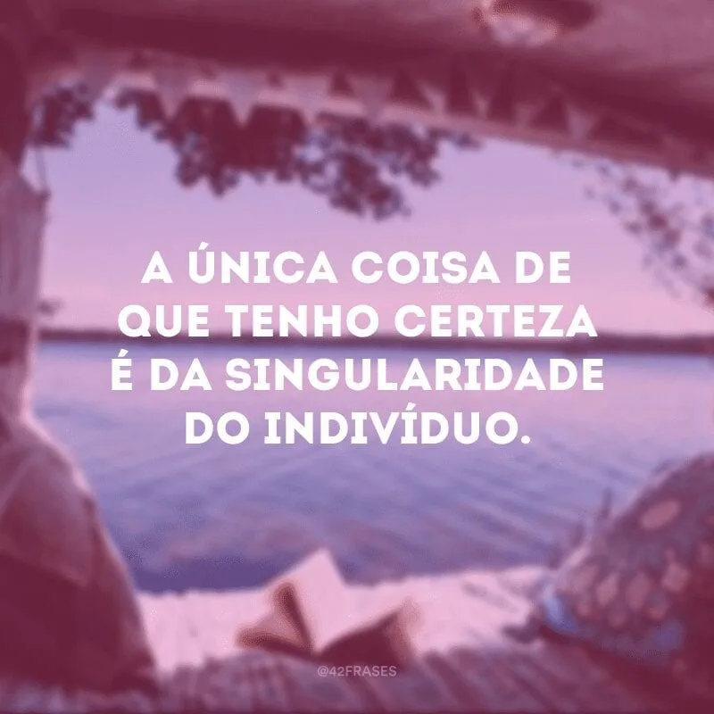 A única coisa de que tenho certeza é da singularidade do indivíduo.