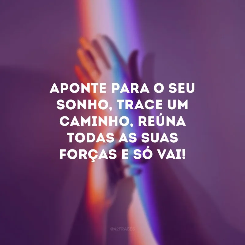 Aponte para o seu sonho, trace um caminho, reúna todas as suas forças e só vai!