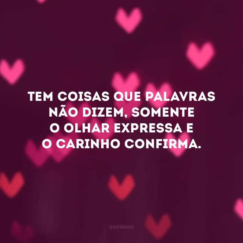 Tem coisas que palavras não dizem, somente o olhar expressa, e o carinho confirma.