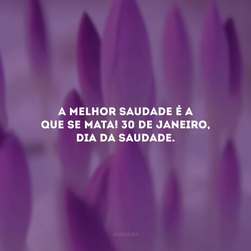 A melhor saudade é a que se mata! 30 de janeiro, Dia da Saudade.