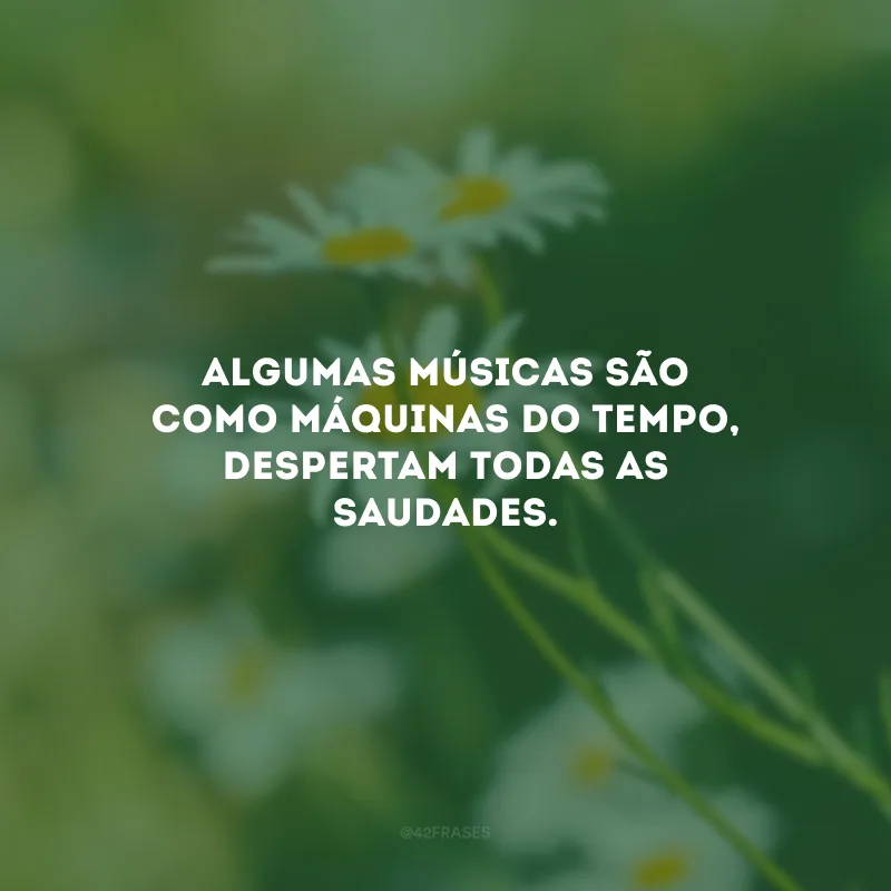 Algumas músicas são como máquinas do tempo, despertam todas as saudades.