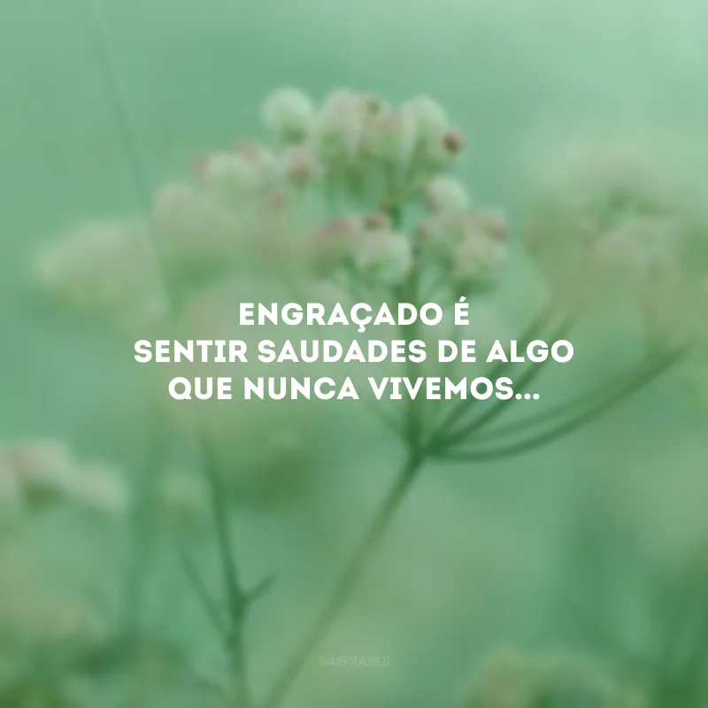 Engraçado é sentir saudades de algo que nunca vivemos...