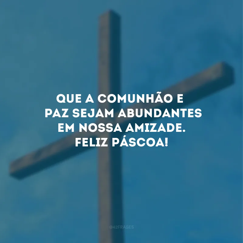 Que a comunhão e a paz sejam abundantes em nossa amizade. Feliz Páscoa!