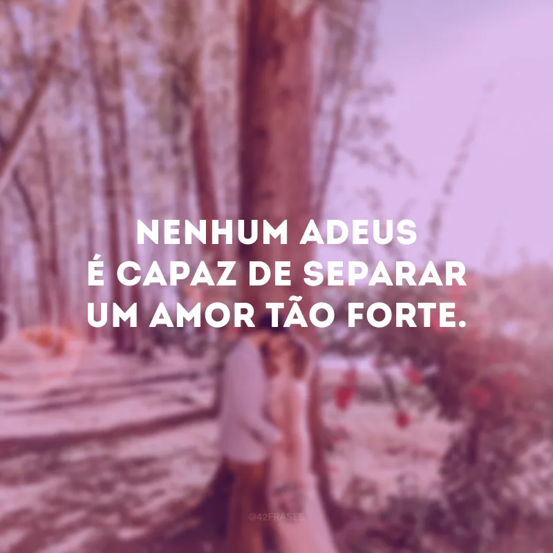 Nenhum adeus é capaz de separar um amor tão forte.