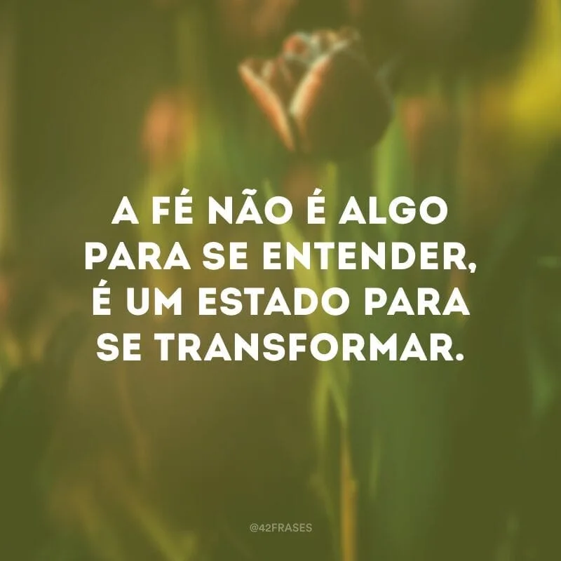 A fé não é algo para se entender, é um estado para se transformar.