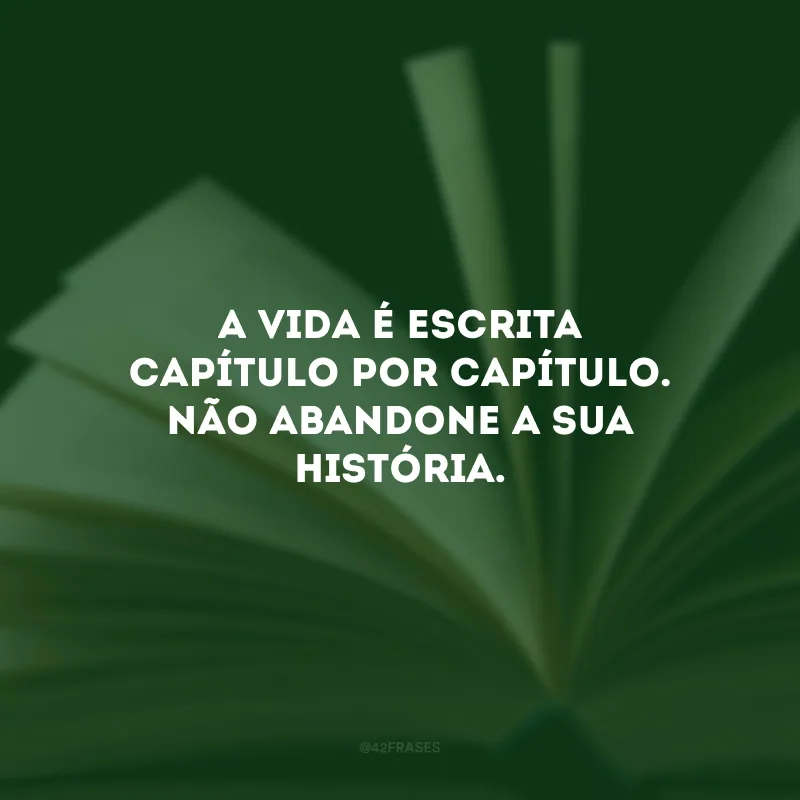 A vida é escrita capítulo por capítulo. Não abandone a sua história.