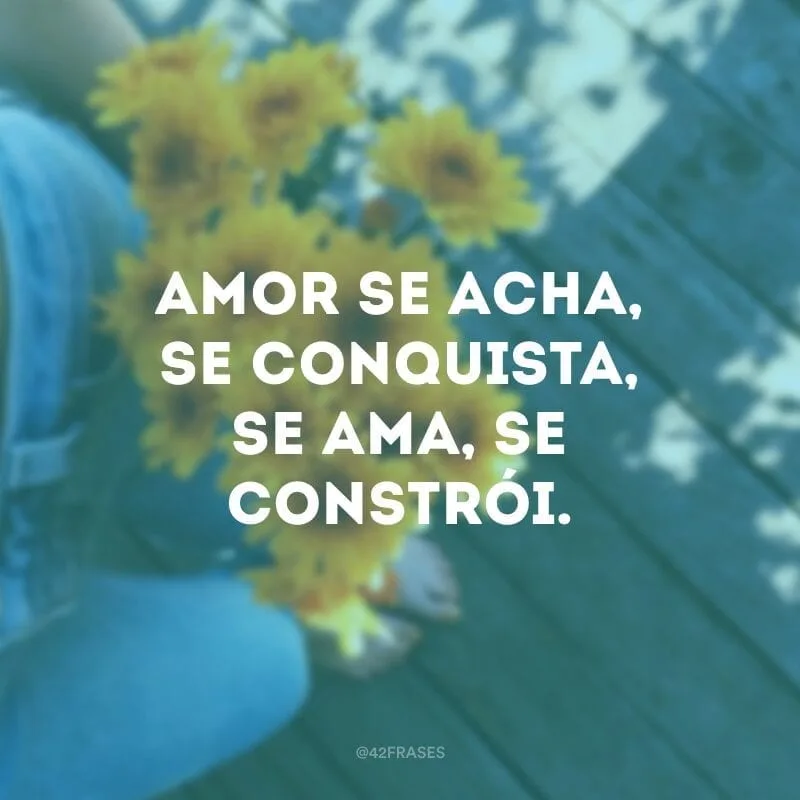 Amor se acha, se conquista, se ama, se constrói.