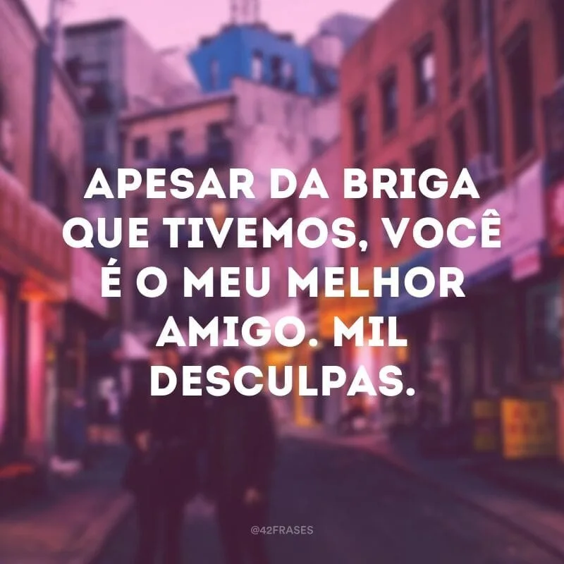 Apesar da briga que tivemos, você é o meu melhor amigo. Mil desculpas.