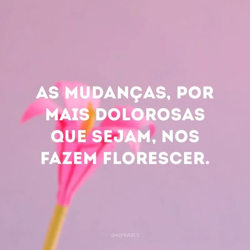 As mudanças, por mais dolorosas que sejam, nos fazem florescer.