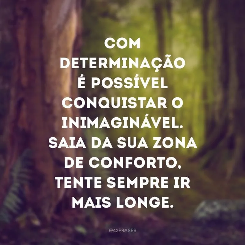 Com determinação é possível conquistar o inimaginável. Saia da sua zona de conforto, tente sempre ir mais longe.