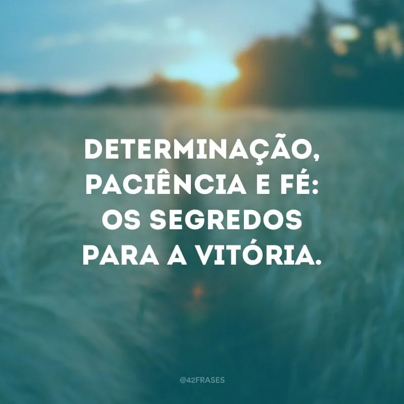 Determinação, paciência e fé: os segredos para a vitória.