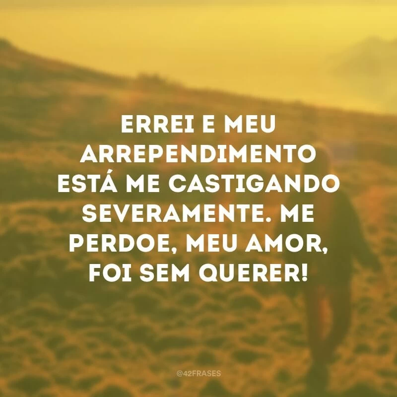 Errei e meu arrependimento está me castigando severamente. Me perdoe, meu amor, foi sem querer!