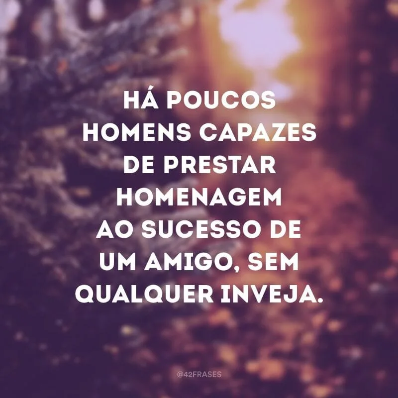 Há poucos homens capazes de prestar homenagem ao sucesso de um amigo, sem qualquer inveja.
