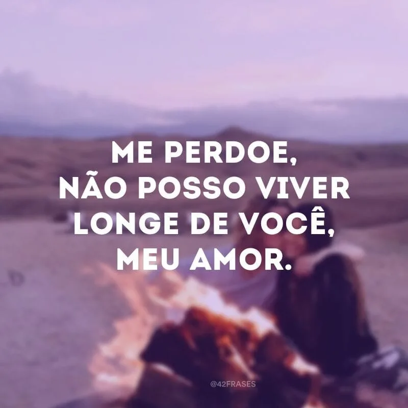 Me perdoe, não posso viver longe de você, meu amor.