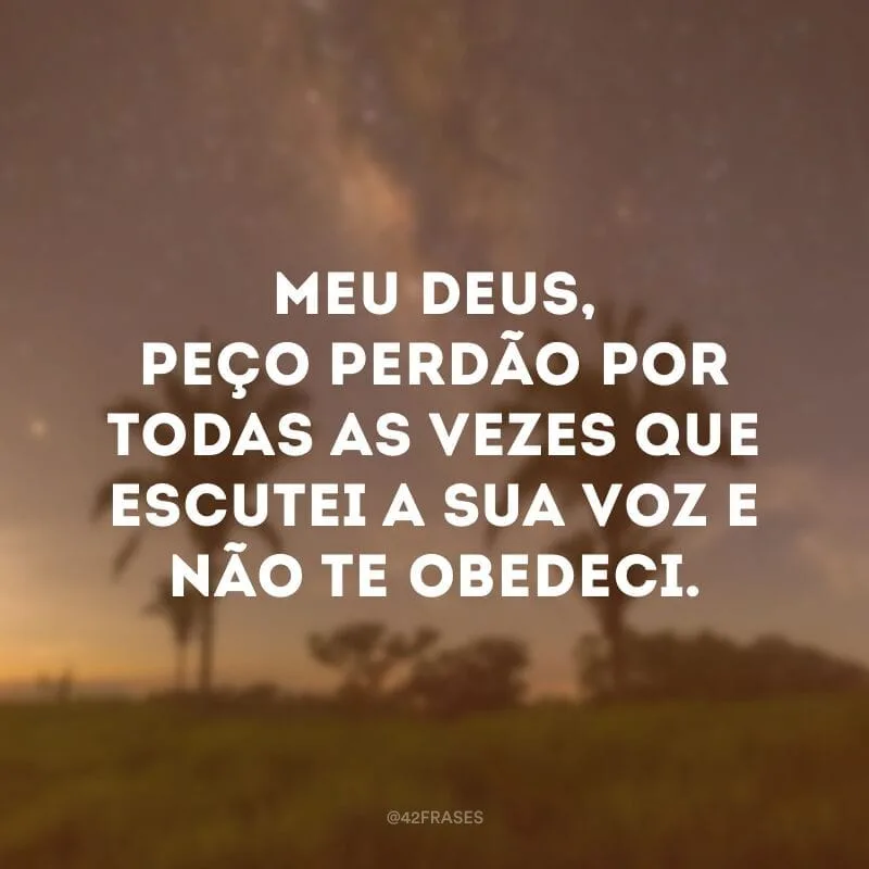 Meu Deus, peço perdão por todas as vezes que escutei a sua voz e não te obedeci.