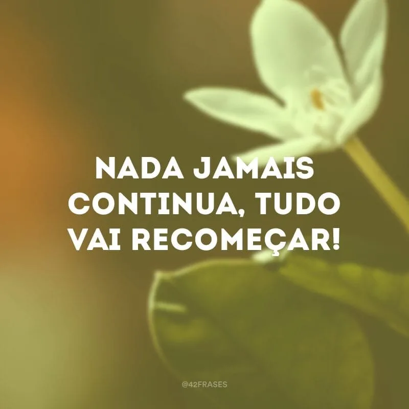 Nada jamais continua, tudo vai recomeçar!