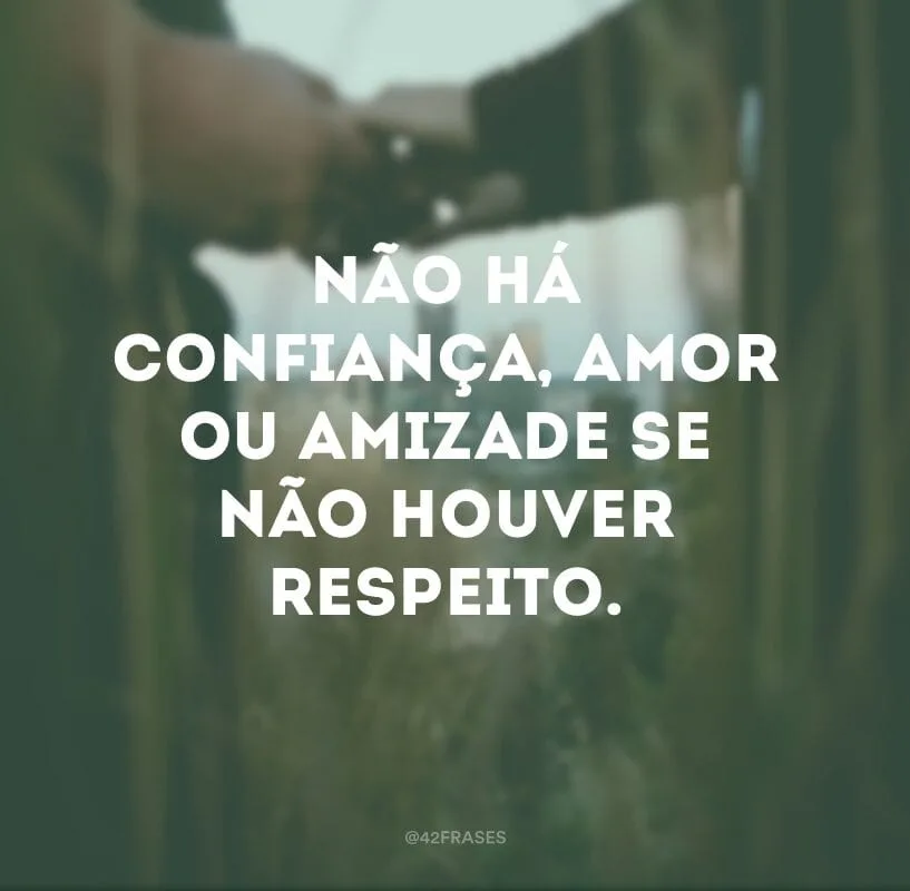 Não há confiança, amor ou amizade se não houver respeito.