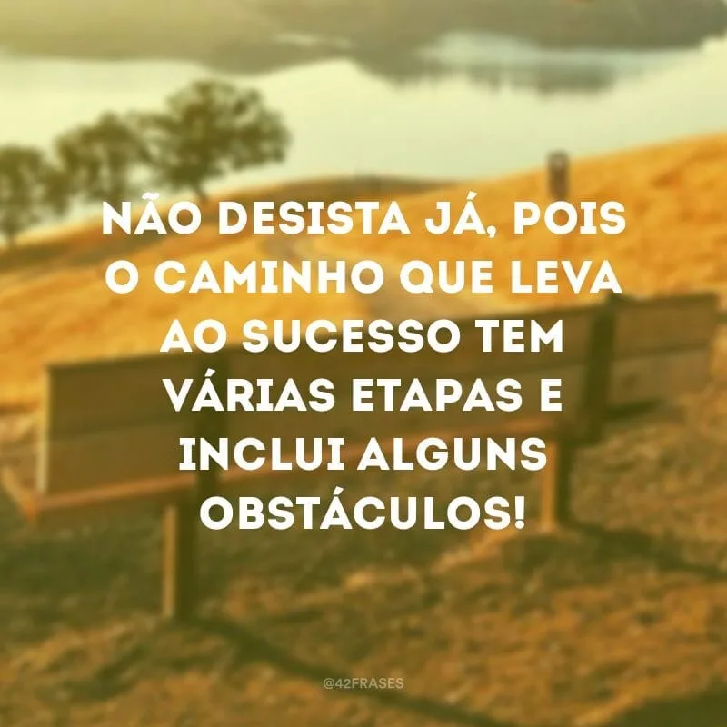 Não desista já, pois o caminho que leva ao sucesso tem várias etapas e inclui alguns obstáculos!