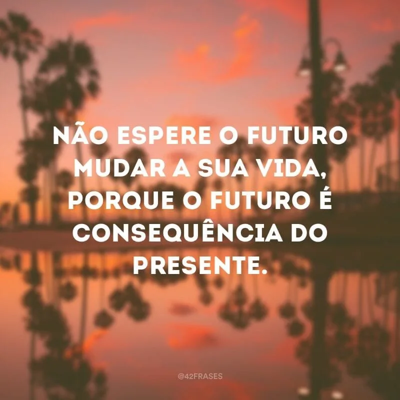 Não espere o futuro mudar a sua vida, porque o futuro é consequência do presente.
