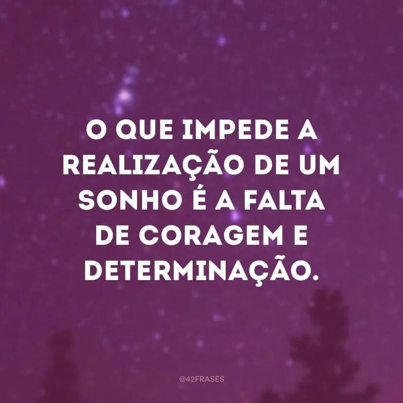 O que impede a realização de um sonho é a falta de coragem e determinação.