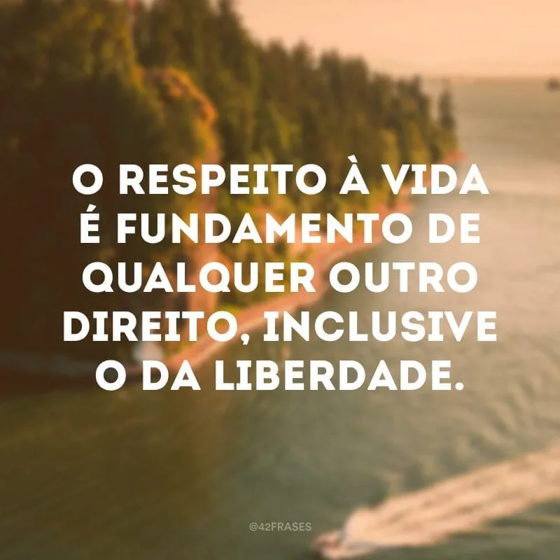 O respeito à vida é fundamento de qualquer outro direito, inclusive o da liberdade.
