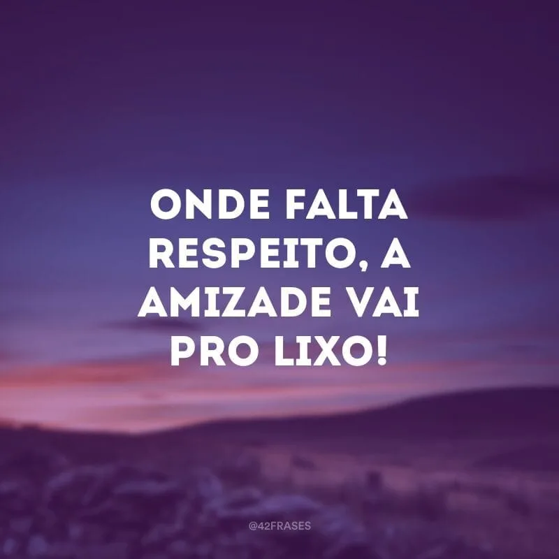 Onde falta respeito, a amizade vai pro lixo!