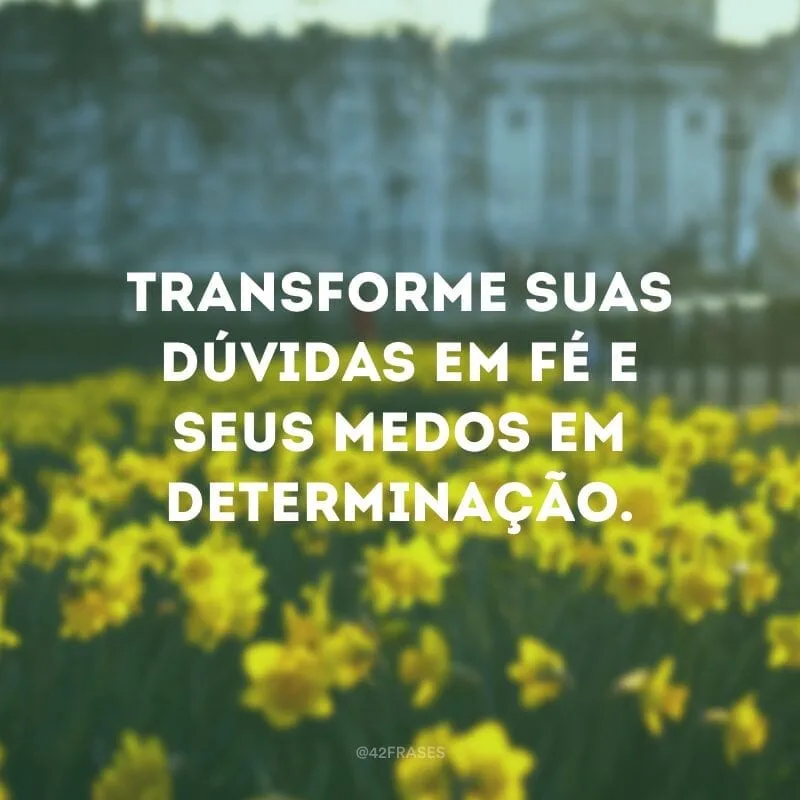 Transforme suas dúvidas em fé e seus medos em determinação.