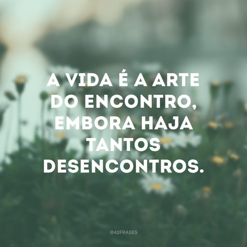 A vida é a arte do encontro, embora haja tantos desencontros.