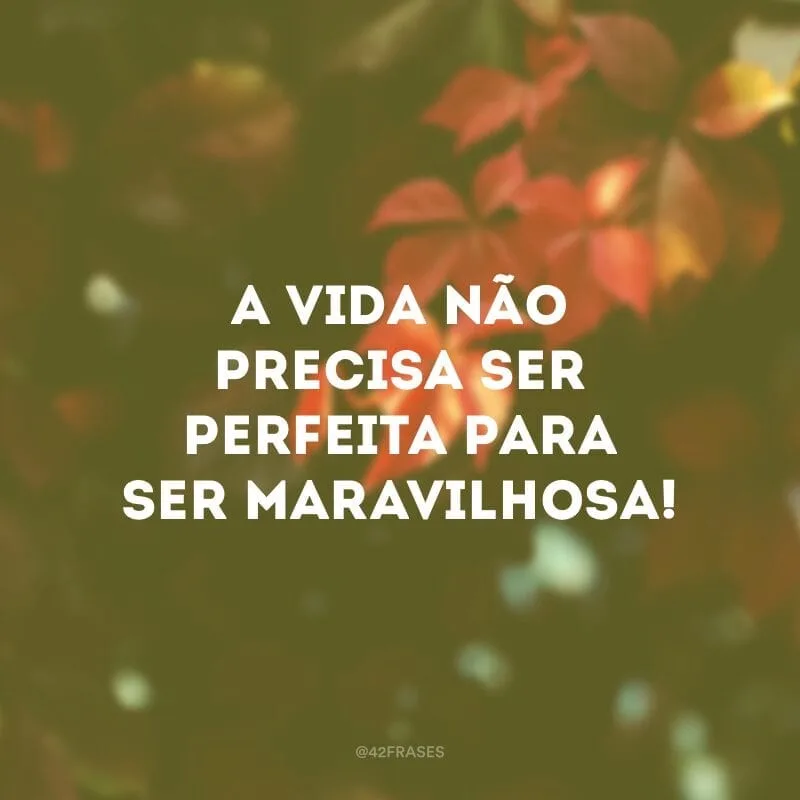 A vida não precisa ser perfeita para ser maravilhosa!