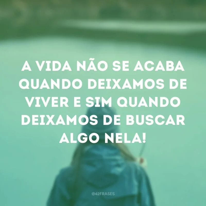 A vida não se acaba quando deixamos de viver e sim quando deixamos de buscar algo nela!