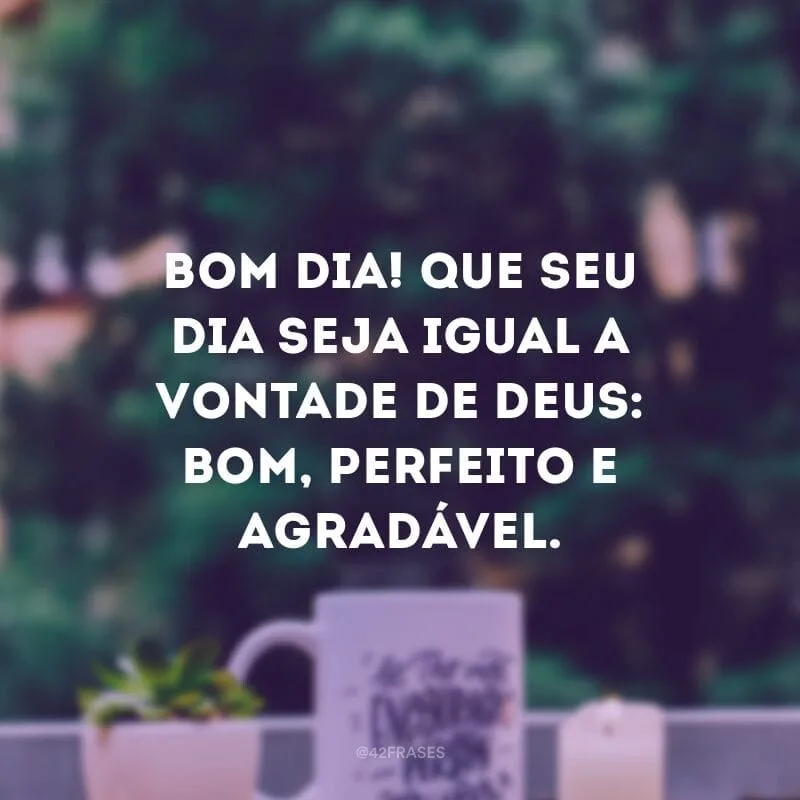 Bom dia! Que seu dia seja igual a vontade de Deus: bom, perfeito e agradável.