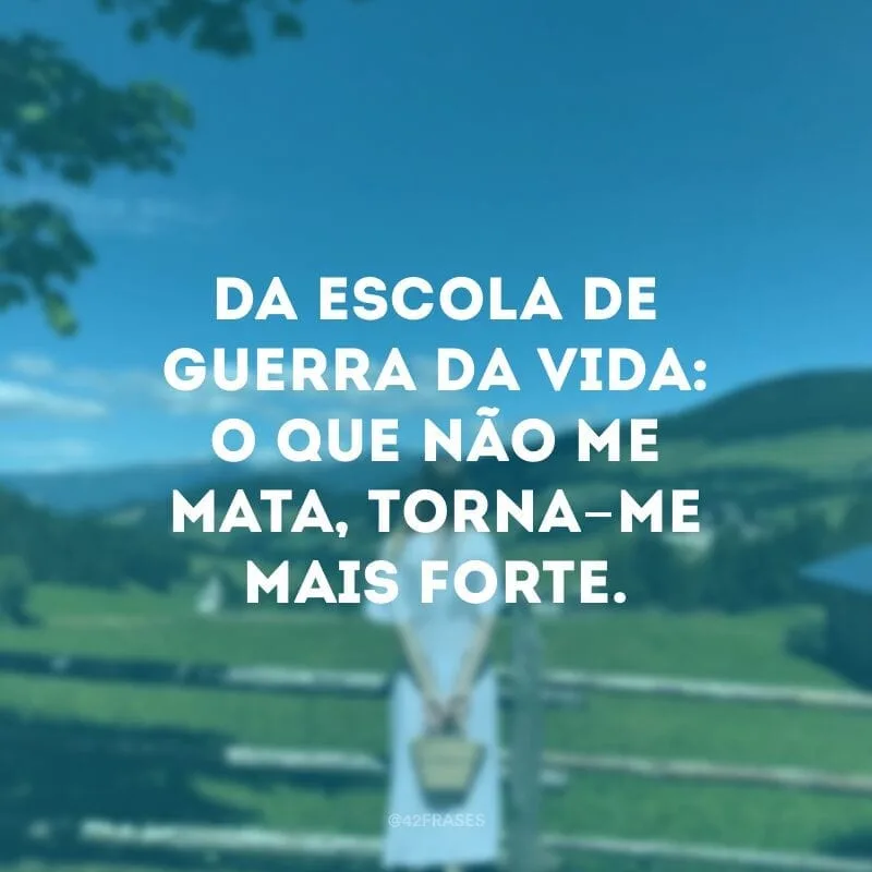 Da escola de guerra da vida: o que não me mata, torna-me mais forte.