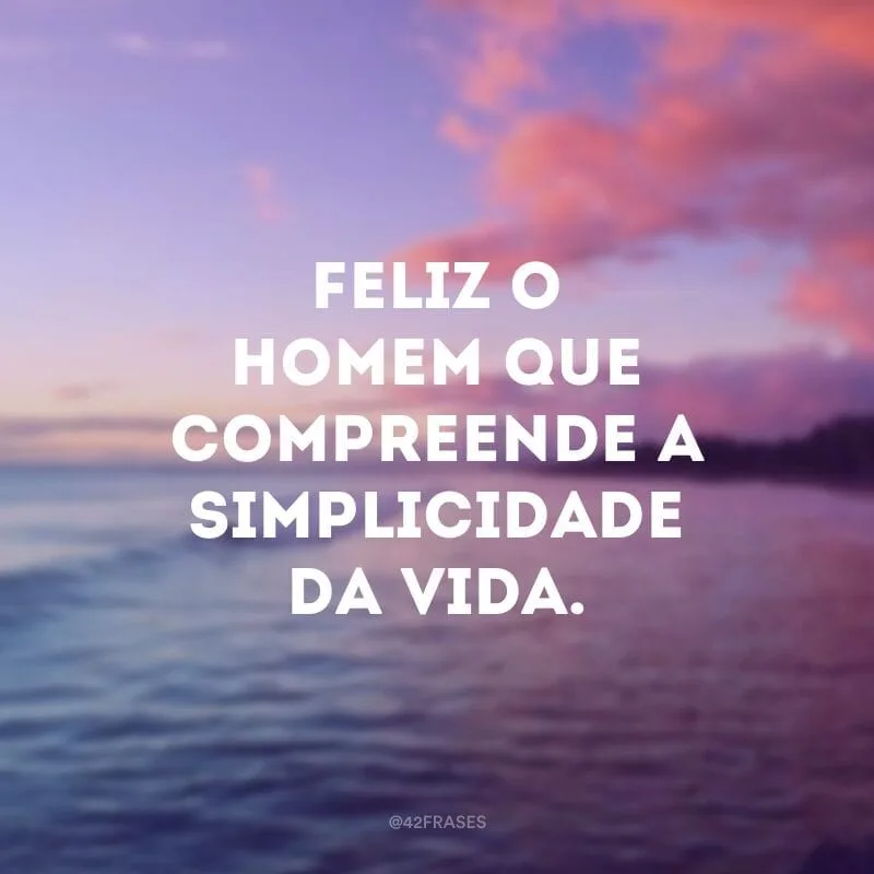 Feliz o homem que compreende a simplicidade da vida.